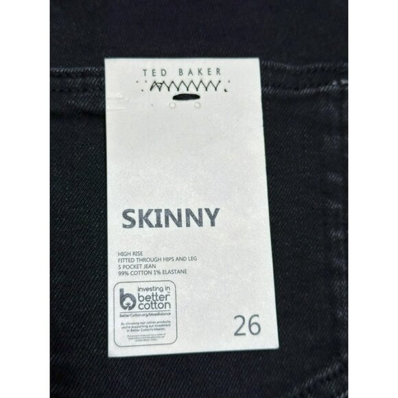 NWT Ted Baker London Skinny Washed Black Jean Size 26 - Picture 1 of 11